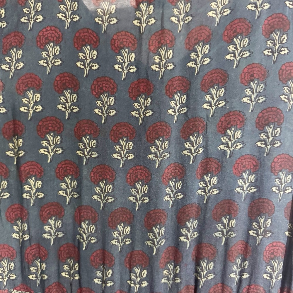Mata Traders Women Medium Dark Blue Block Print Floral A Line Everyday Dress Mid - Picture 3 of 5